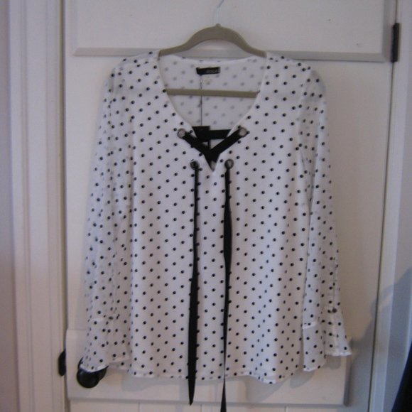 NWT Renuar Velvet Polka Dot Blouse - Picture 1 of 5
